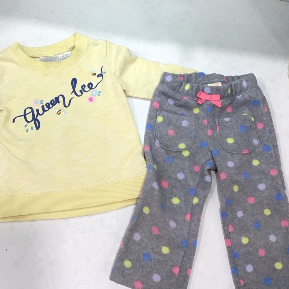 Koala Kids Yellow queen bee sweater and Gymboree pants